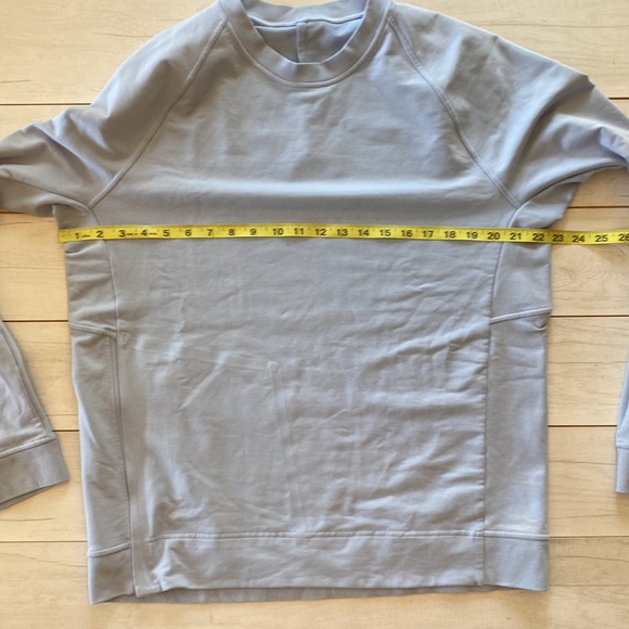 Lululemon Men City Sweat Crew Sweatshirt Sz L Linen Blue Side ZIP Hidden Pocket - Picture 9 of 13